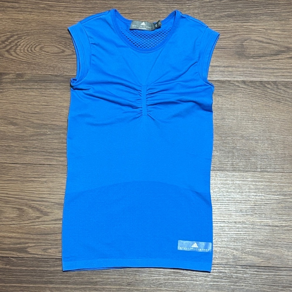 Adidas Stella McCartney Blue Seamless Muscle Tee XS Athletic Top
